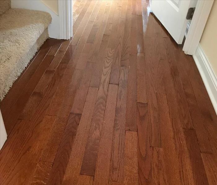 Hardwood flooring that has been restored and shined in home.